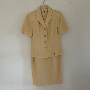 Kasper Cream Textured Blazer and Skirt Set